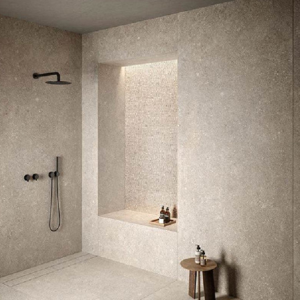 Porcelain Stoneware Flush-to-floor shower tray 