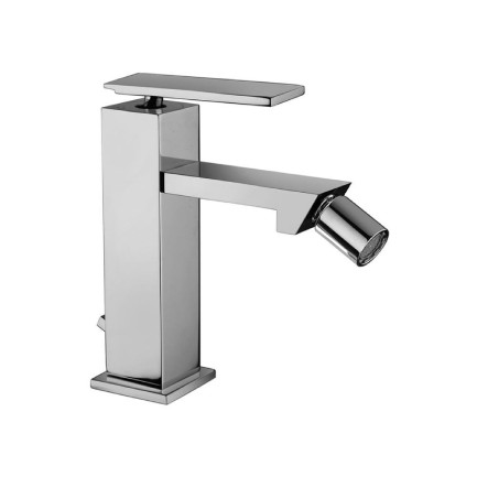 Suzuka Chrome Single Lever Bidet Mixer with Automatic Waste, Flexible Hoses