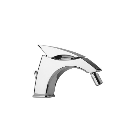Indy Chrome Single Lever Bidet Mixer with Automatic Waste, Flexible Hoses
