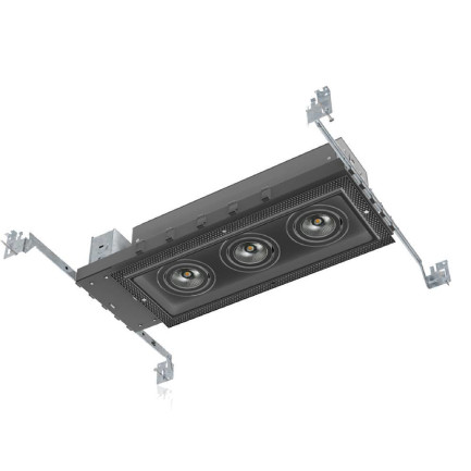 Architectural Recessed LED COB Downlight Three Head Trimless Black