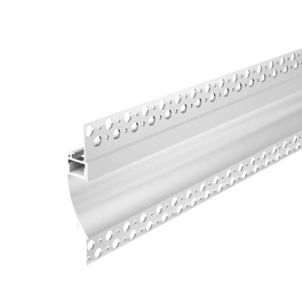Asymmetric Recessed Aluminum Drywall LED Profile, 6,56ft/pcs, white