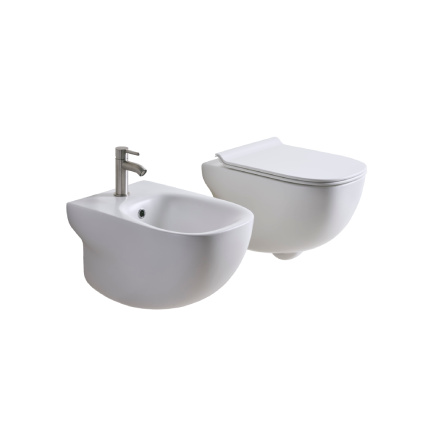 Wall-Hung Italian ToiletNoRim Pure, Matt White