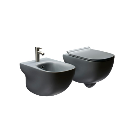 Wall-Hung Italian Toilet NoRim Pure, Matt Grey