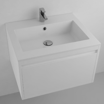 Lugano 24" Matt White Solid Surface Single Vanity Sink