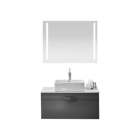 40" Matt Gray Wall Mounted Modern Single Bathroom Vanity with Mirror