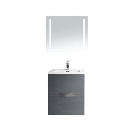 36" Gray Wall Mounted Modern Single Bathroom Vanity with Mirror