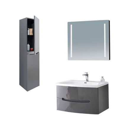 32" Modern Solid Plywood Bathroom Vanity Set Brera Glossy Gray
