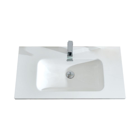 36" Modern Wall Hung Bathroom Vanity Sink, Riel Glossy Gray