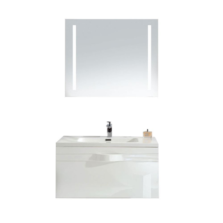 36" Gray Wall Mounted Modern Single Bathroom Vanity with Mirror