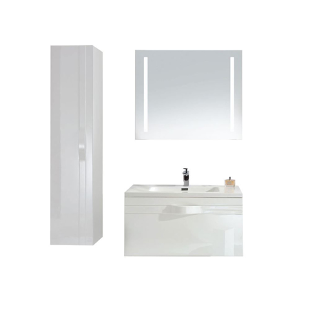 36" White Wall Mounted Modern Single Bathroom Vanity with Mirror