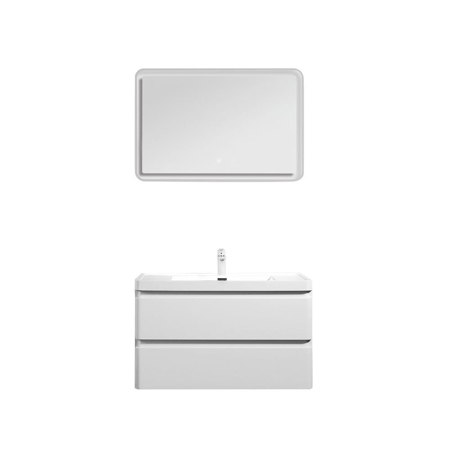 Perla 36" Matt White Wall Hung Bathroom Modern Single Vanity Set