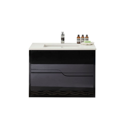 Glossy Black 36" Modern Bathroom Vanity Cabinet, Leisure