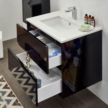 Glossy Black 36" Modern Bathroom Vanity, Leisure