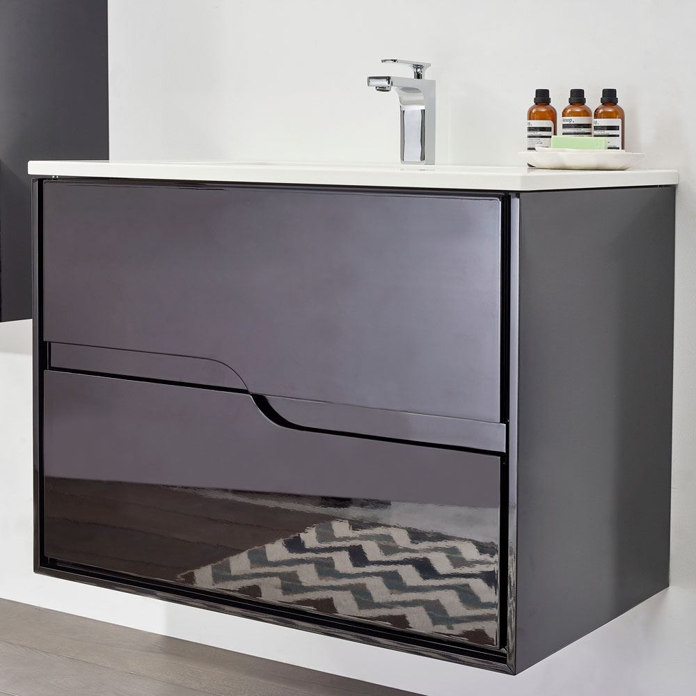 Gloss black vanity unit discount