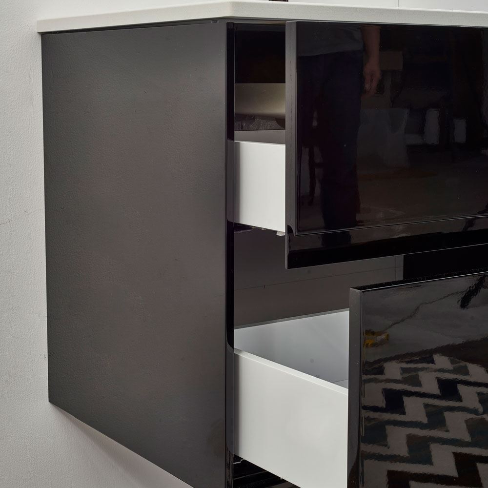 Glossy Black 36" Vanity Set with Mirror, Leisure - | HINTEX | Home Interior  & Exterior Building Materials
