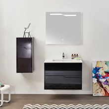 Glossy Black Modern Bathroom Side Cabinet, Leisure