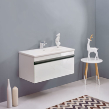40" Glossy White Wall Mounted Bathroom Vanity Sink, Natt