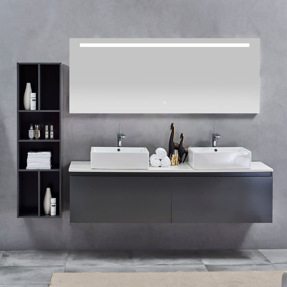 Contemporary Double Wall Monted, Wall Mount Bathroom Vanity Cabinets