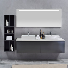 Picture of Contemporary Double Wall Mounted Bathroom Vanity Cabinet, Nova Matt Gray