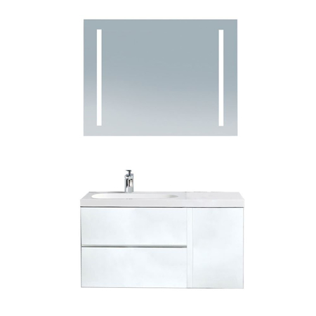 Mistra 60" Wall-Mounted Single Bathroom Vanity Set, Glossy White