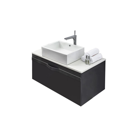 36" Modern Wall Hung Bathroom Vanity Sink, Riel Matt Gray