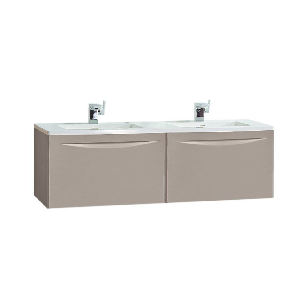Picture of 60" Modern Bathroom Vanity Solid Plywood Wall Mounted Cabinet Vera Beige
