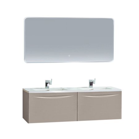 60" Modern Bathroom Vanity Solid Plywood Wall Mounted Vanity Set Vera Beige