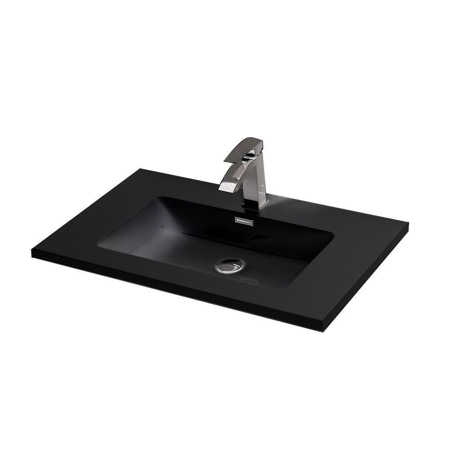 Contemporary Venice Gray 30" Single Bathroom Vanity Black Countertop