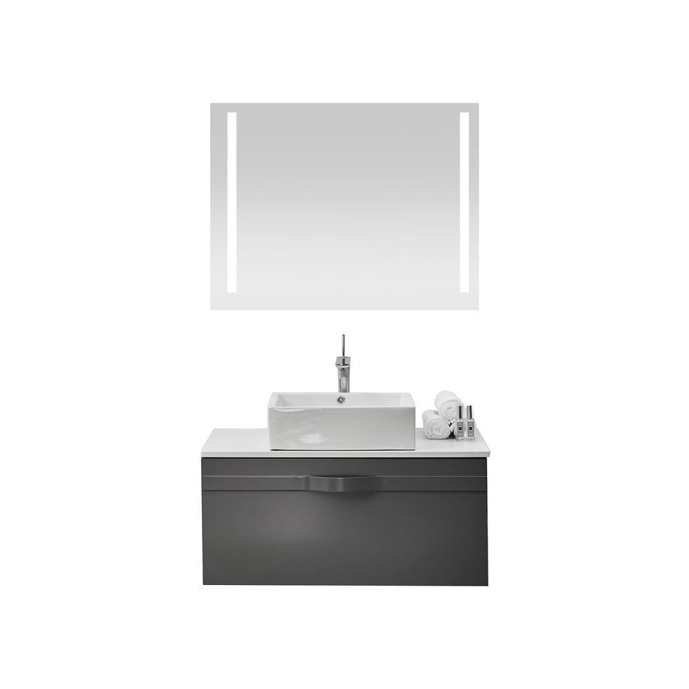 36 Modern Wall Hung Bathroom Vanity Cabinet Riel Matt Gray