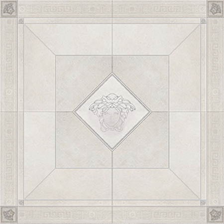 Versace Italian Rosone Bianco Porcelain Tile 63" x 63", Greek