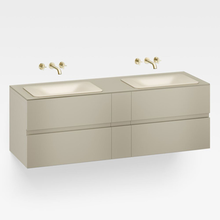 Italian Modern Bathroom Vanity Cabinet, Armani 71" Greige