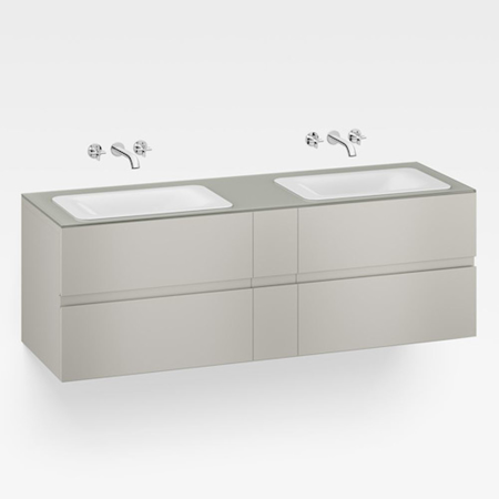 Italian Modern Bathroom Vanity Cabinet, Armani 71" Silver