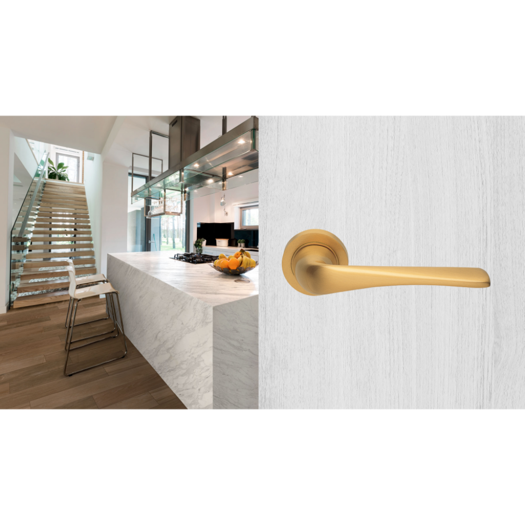 Cielo Italian Luxury Interior Door Handle Satin Brass -, HINTEX