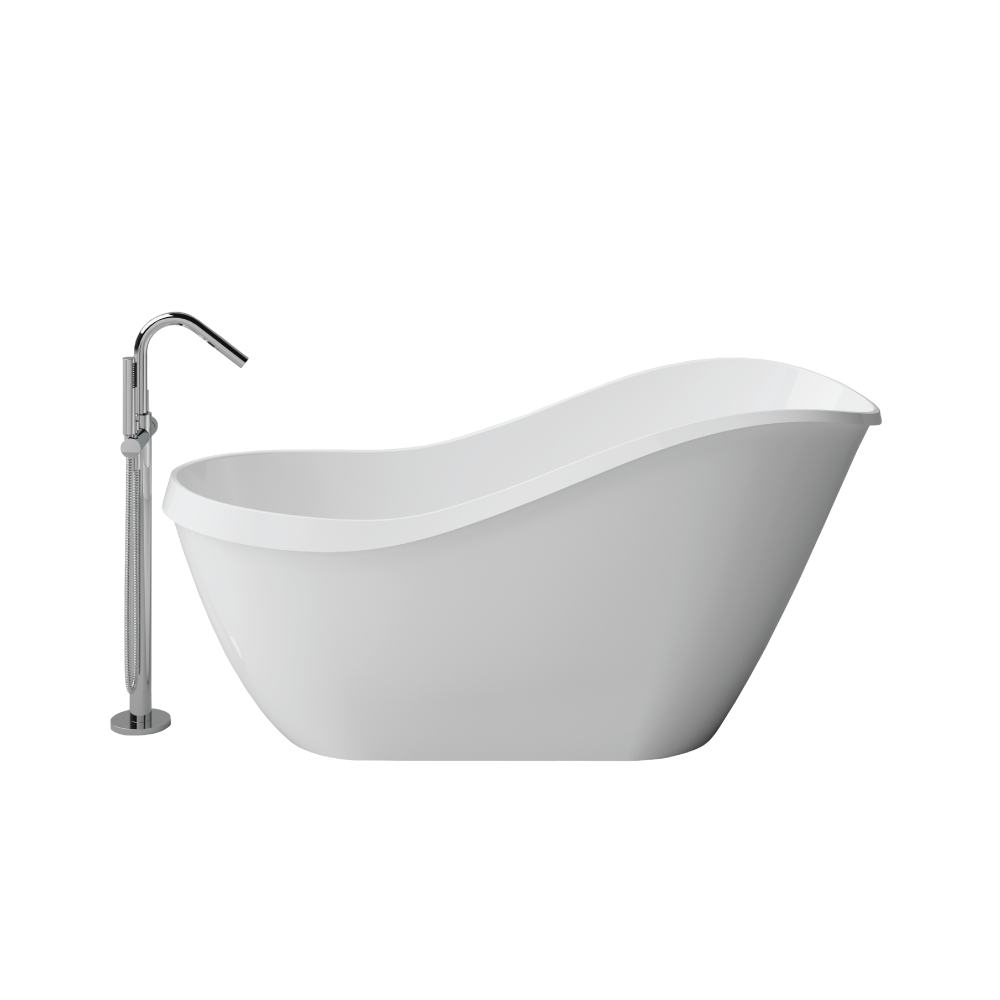Picture of 67" Onda Solid Surface White Soaking Freestanding Bathtub