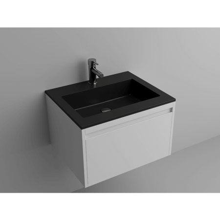 Lugano 24" Matt Black Solid Surface Single Vanity Sink
