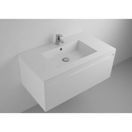 Lugano 36" Matt White Solid Surface Single Vanity Sink