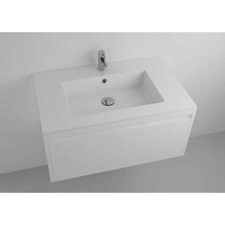 Lugano 32" Matt White Single Vanity Sink, Solid Surface