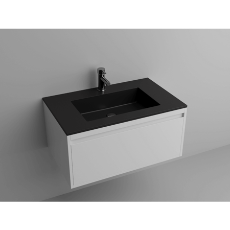 Lugano 32" Matt Black Single Vanity Sink, Solid Surface