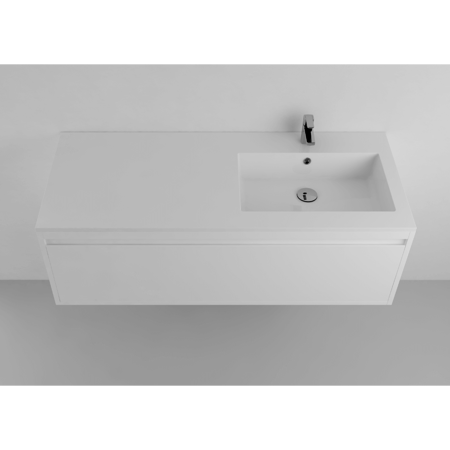 Lugano 48" Matt White Solid Surface Single Vanity Sink, Right