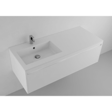 Picture of Lugano 48" Matt White Solid Surface Single Vanity Sink, Left