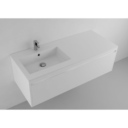 Lugano 48" Matt White Solid Surface Single Vanity Sink, Left