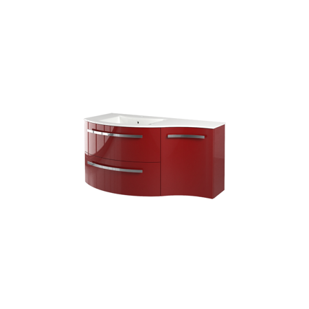 Yara 43" vanity with right concave cabinet in Red