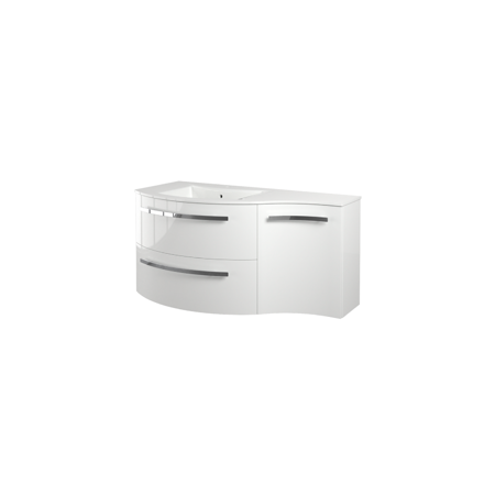 Yara 43" vanity with right concave cabinet in White