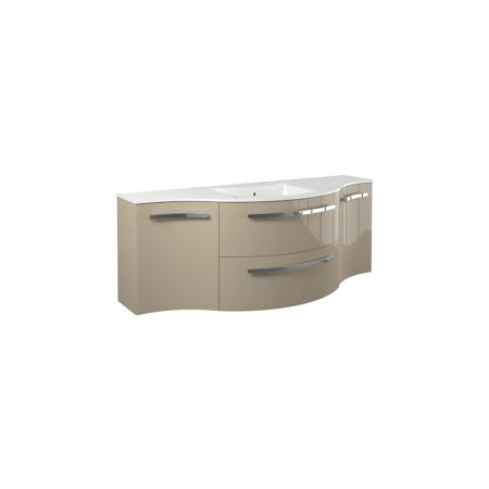 Yara 57" vanity with left and right concave cabinets in Sand