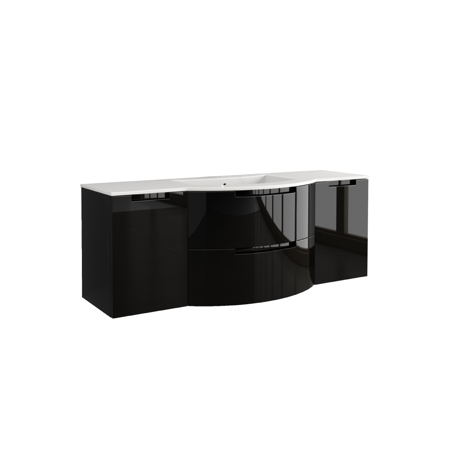 Bruna 57" vanity with both side cabinets in Black
