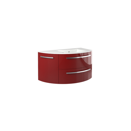 Yara 38" vanity with left rounded cabinet in Red