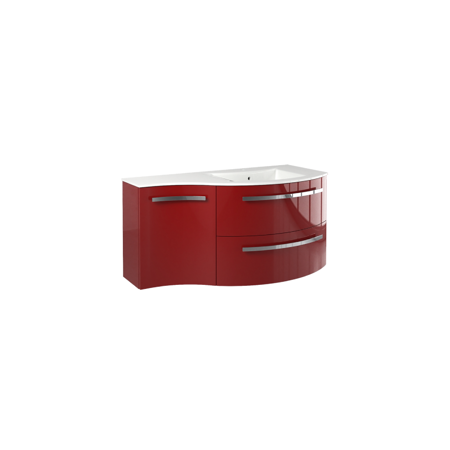 Yara 43" vanity with left concave cabinet in Red