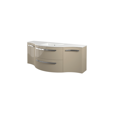 Yara 52" vanity with left concave and right rounded cabinet in Sand