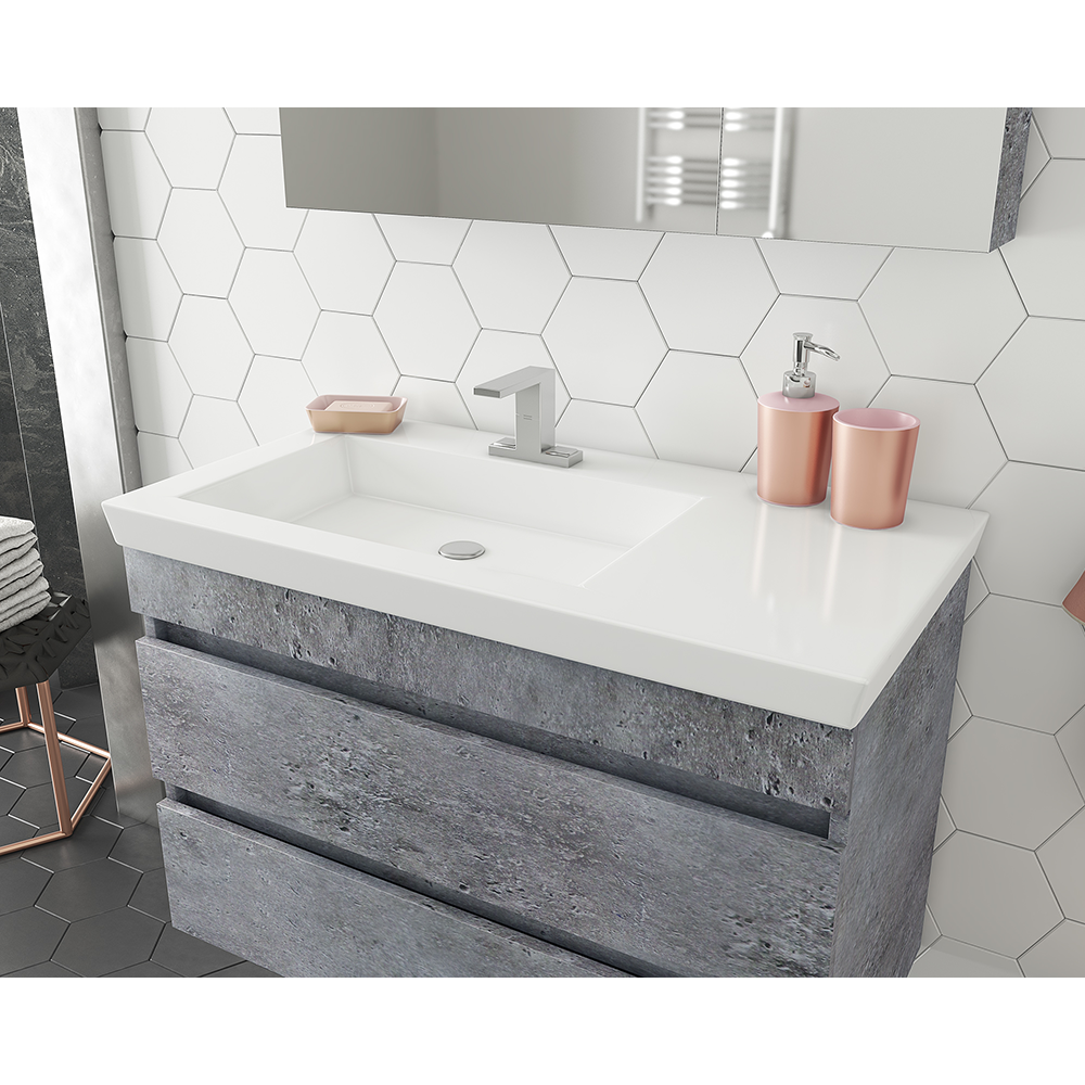 36'' Glance Granite Bathroom Vanity, Matt White Sink, image size:1000x1000