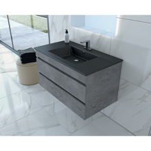 Picture of 36'' Glance Granite Bathroom Vanity, Matt Black Sink